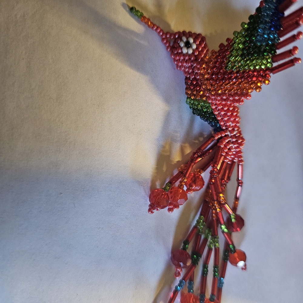 Colorful Beaded Hummingbird Ornament